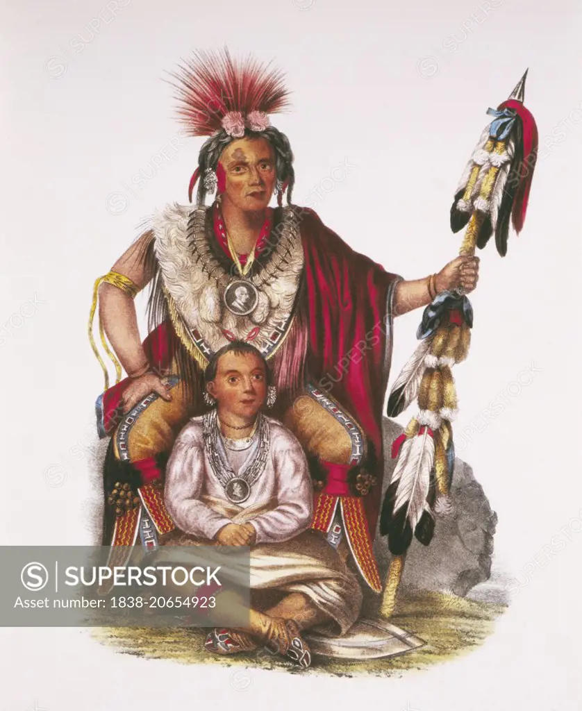 Keokuk, Sauk and Fox Chief, and Child, Painting by Charles Bird King, circa 1837