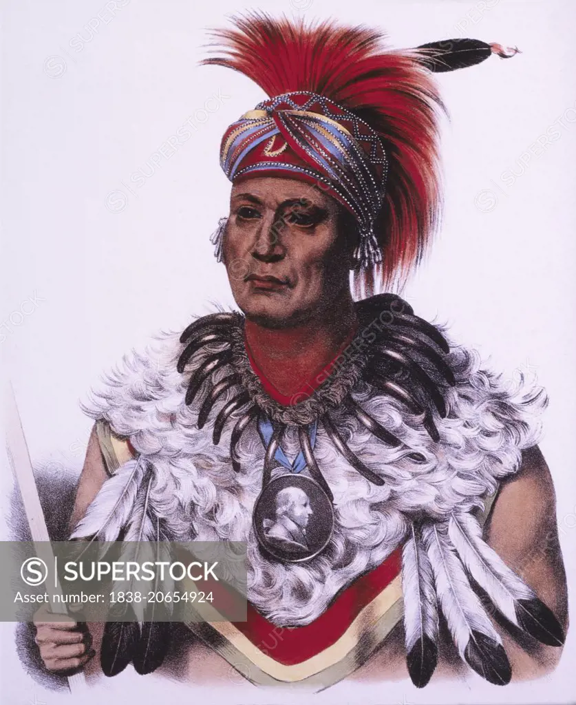 Wa-Pel-La, Musquakee Chief, Lithograph by McKenney and Hall after Painting by Charles Bird King, circa 1838