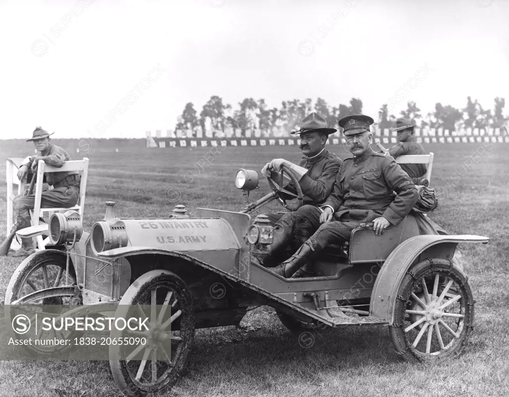 Executive Officer of 26 Infantry, US Army, sitting in Hupmobile, circa 1910