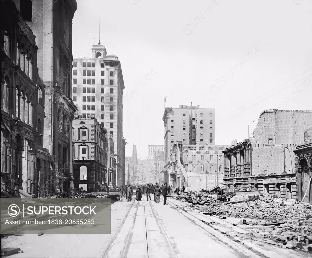 California Street from Sansome Street after Earthquake, San Francisco, California, USA, circa 1906