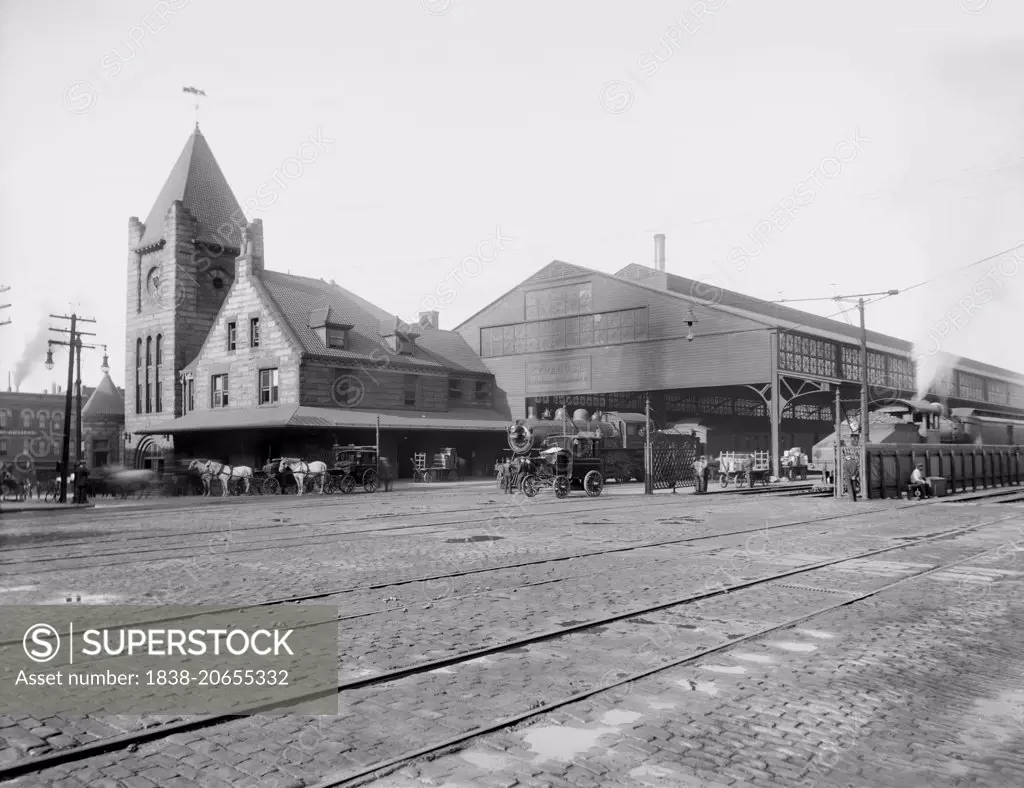 New York Central Railroad Depot, Syracuse, New York, USA, circa 1910