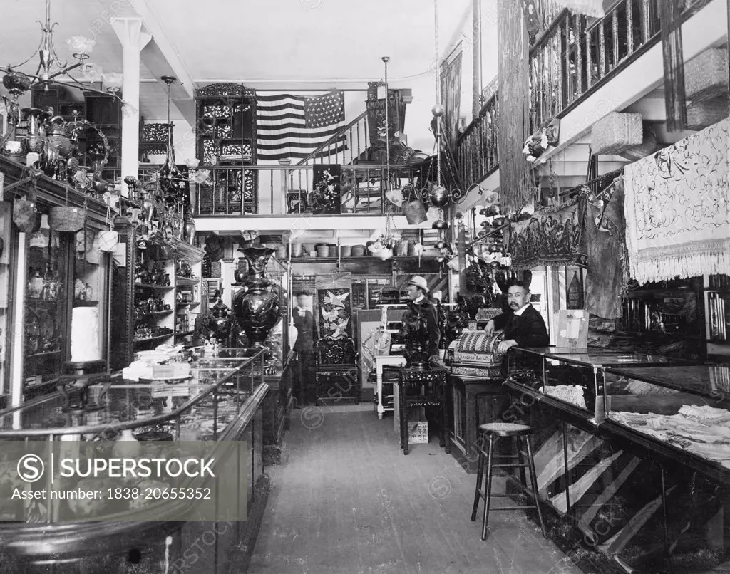 Workers in China Store, Andrew Kan & Company, Portland, Oregon, USA, circa 1900
