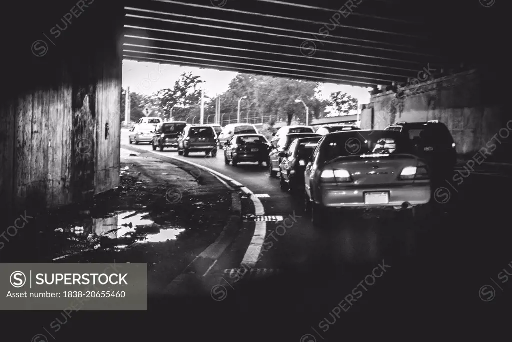 Traffic Moving Onto Brooklyn-Queens Expressway, New York City, USA