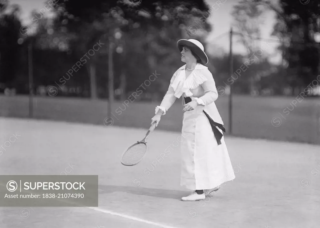 Woman Playing Tennis, Chevy Chase, Maryland, USA, circa 1913