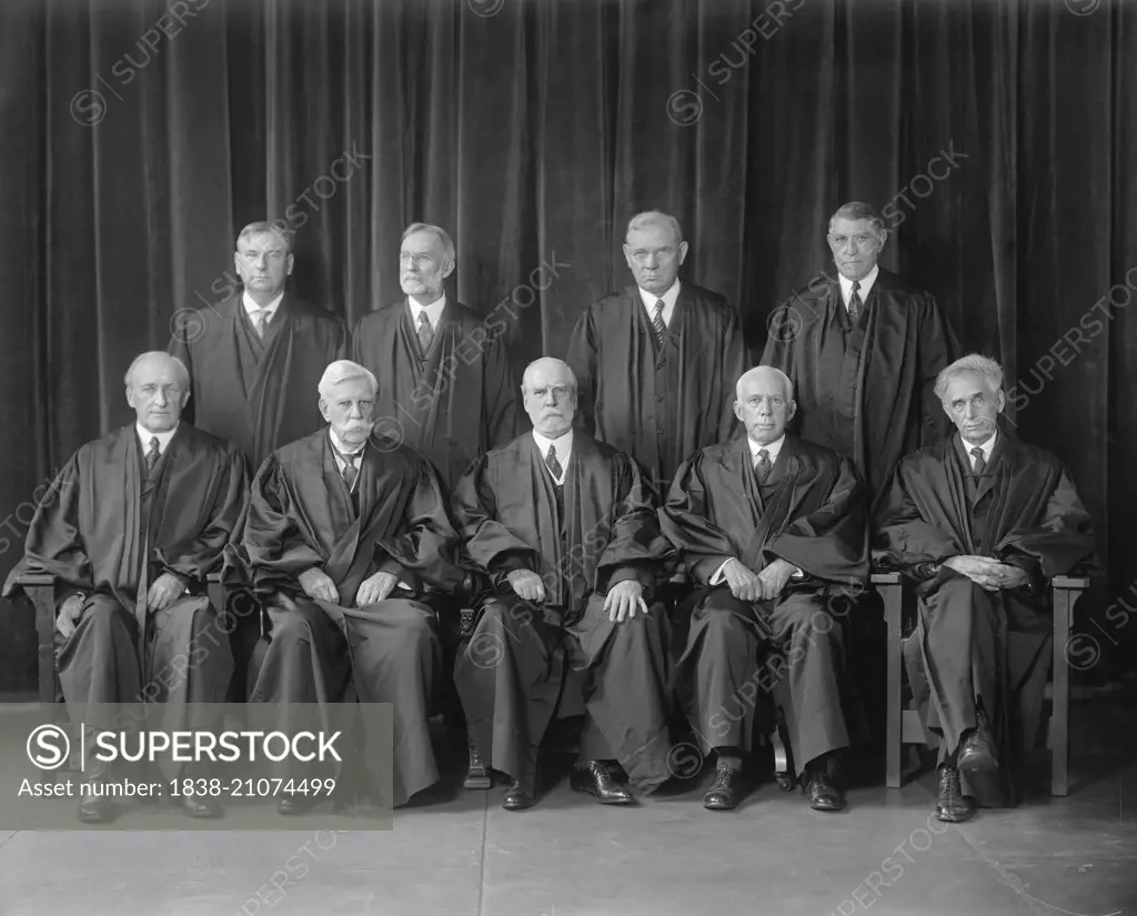 U.S. Supreme Court Justices with Chief  Justice Charles Evans Hughes (bottom row, center), Washington DC, USA, circa 1930