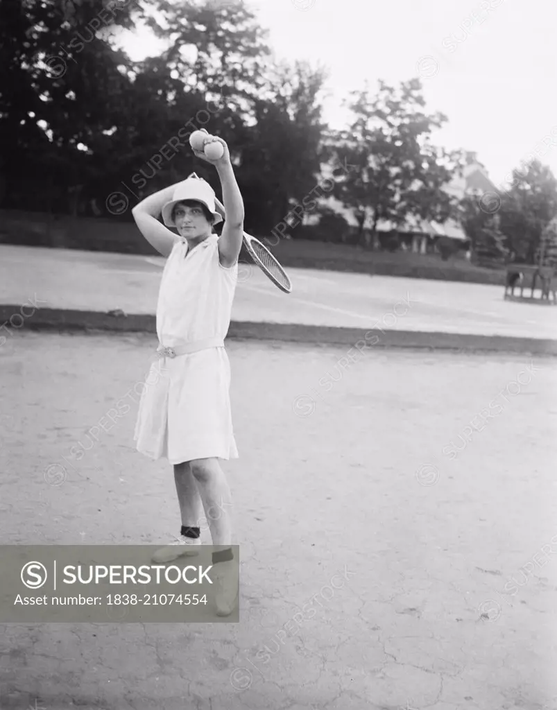 Woman Playing Tennis, Chevy Chase, Maryland, USA, circa 1928