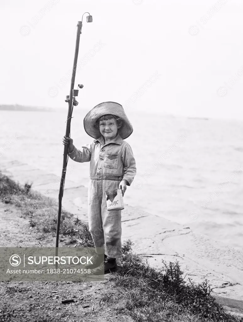 Young Boy with Fishing Pole, USA, circa 1929