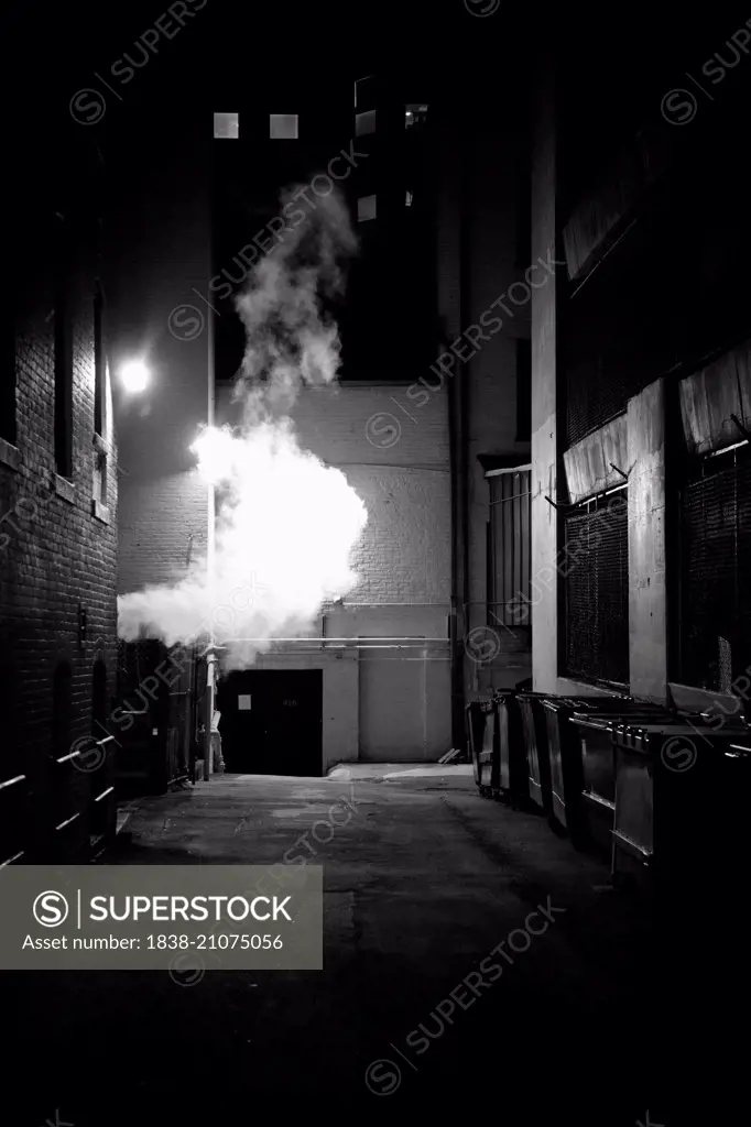 Steam in Alley at Night