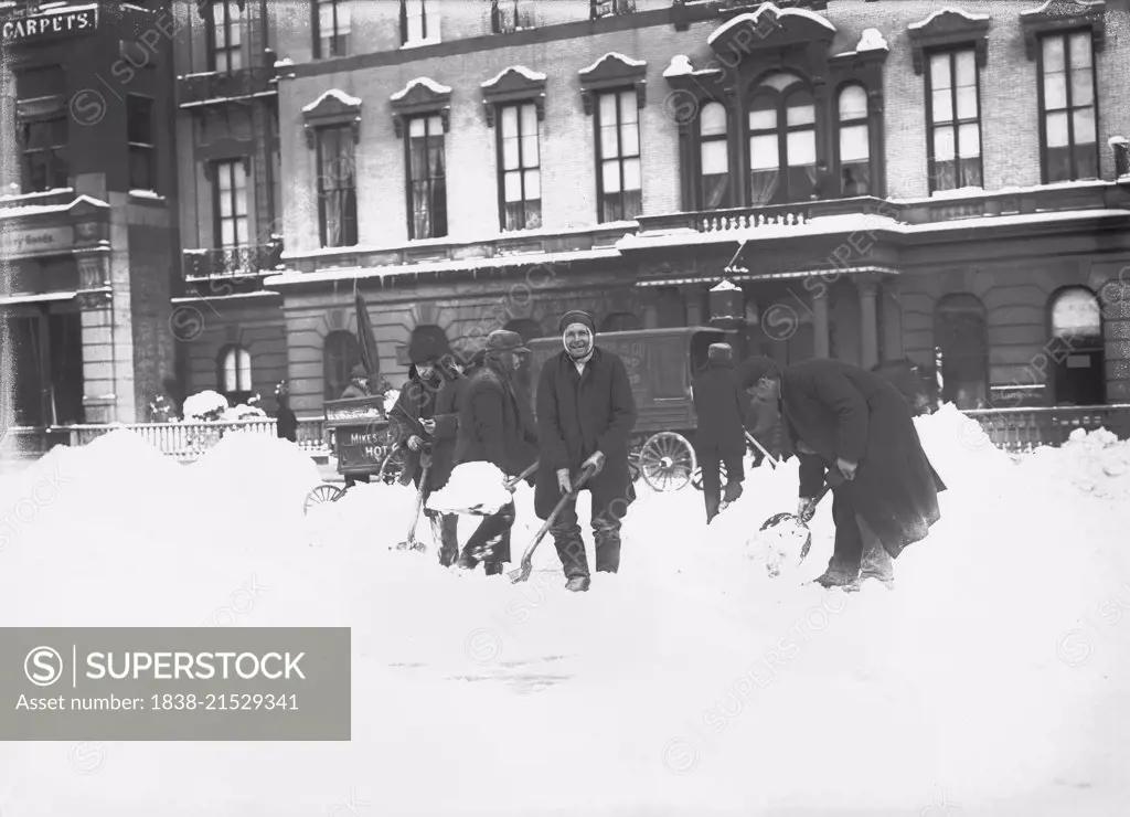 Men Clearing Snow, New York City, New York, USA, Bain News Service, January 1908