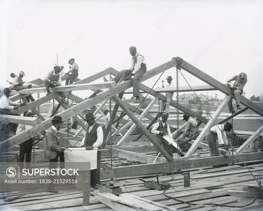 Roof Construction by Students at Tuskegee Institute, Tuskegee, Alabama, USA, by Frances Benjamin Johnson, 1902