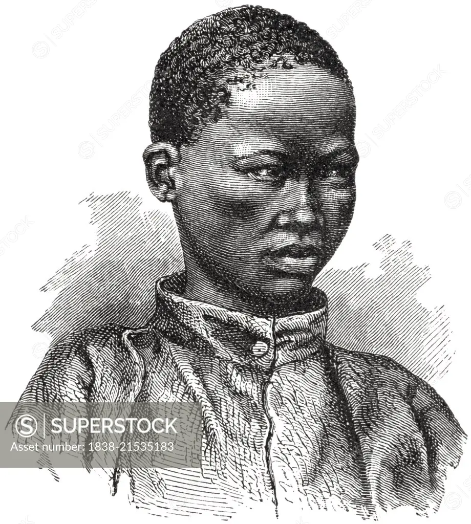 Young Bushman, Lake Ngami Region, Botswana, Africa, Illustration, 1885