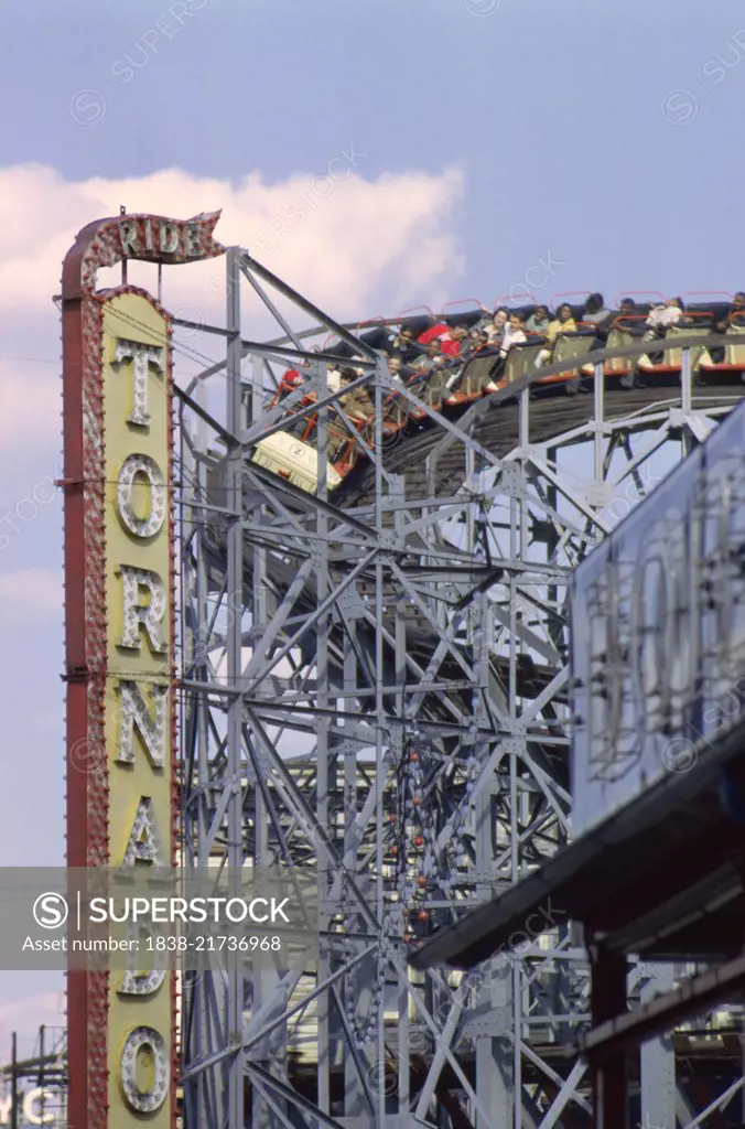Amusement Park Roller Coaster, Coney Island, New York, USA, August 1961