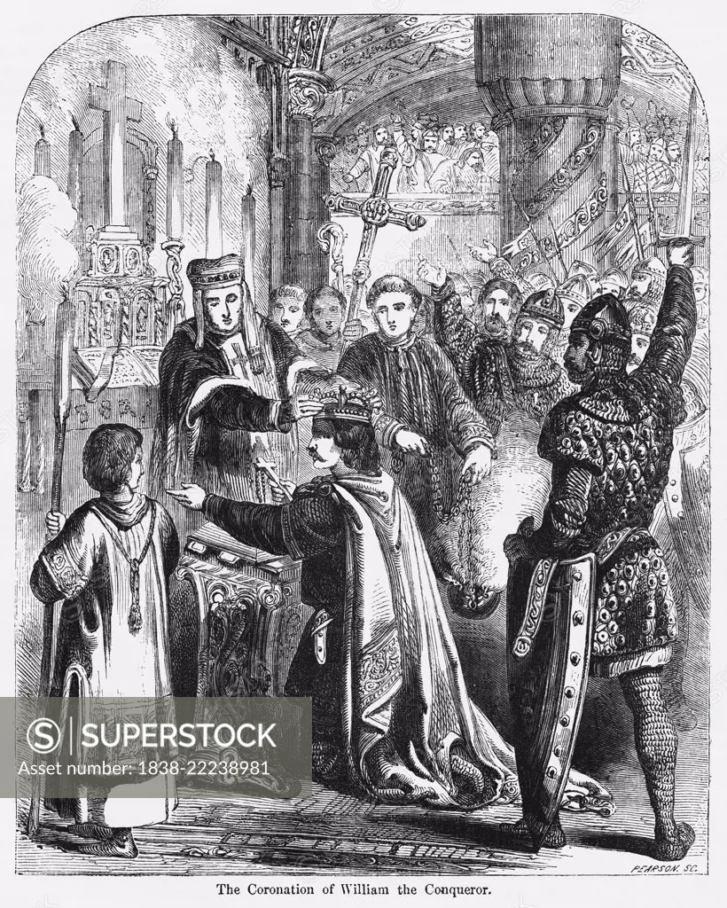 The Coronation of William the Conqueror, Illustration from John Cassell's Illustrated History of England, Vol. I from the earliest period to the reign of Edward the Fourth, Cassell, Petter and Galpin, 1857