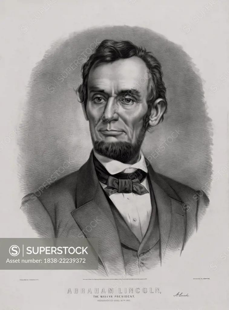 Abraham Lincoln, The Martyr President, Assassinated April 14, 1865, Published by Currier & Ives, New York, 1865