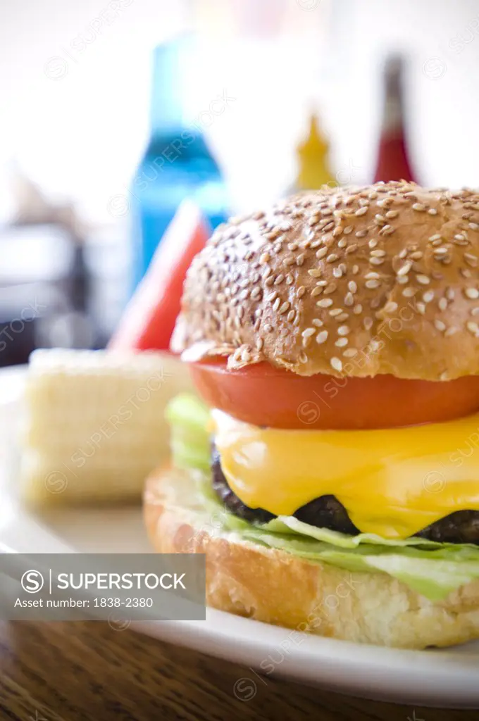 Cheeseburger on Plate 