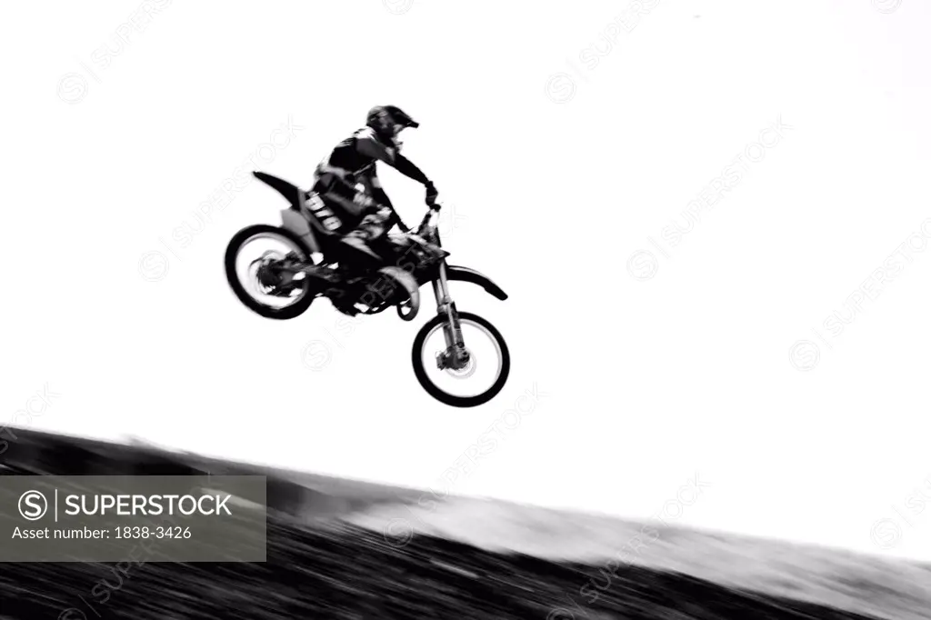 B/W Motocross Rider in Midair II