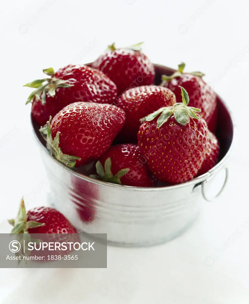 Strawberries in a Metal Pail