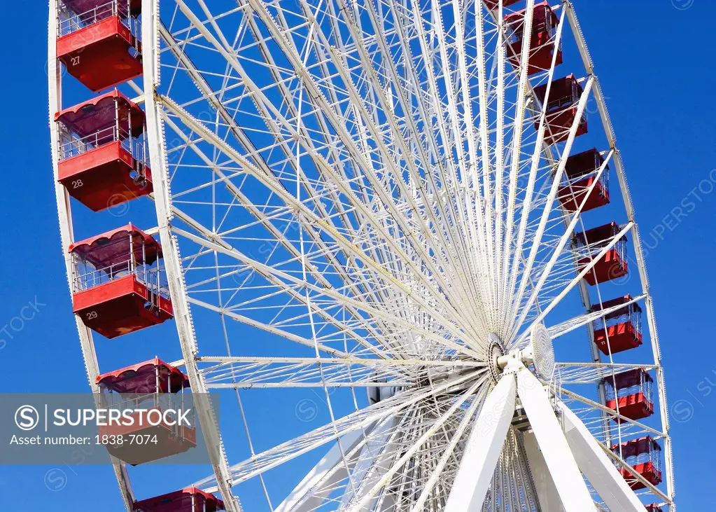 Ferris Wheel Against Blue Sky, Low Angle View