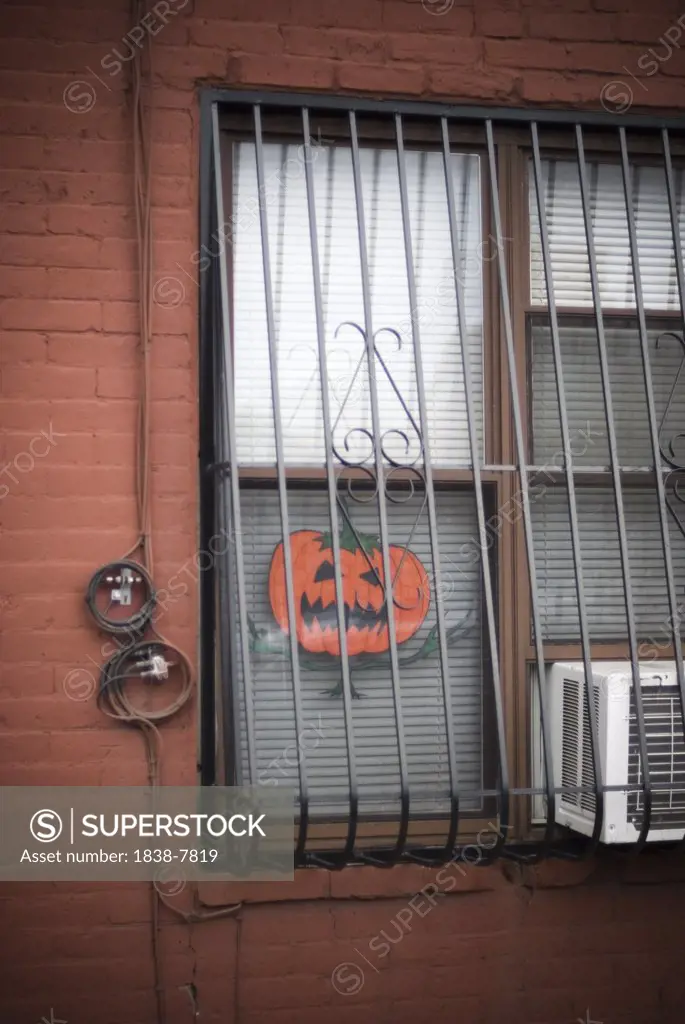 Halloween Pumpkin Decoration in Window
