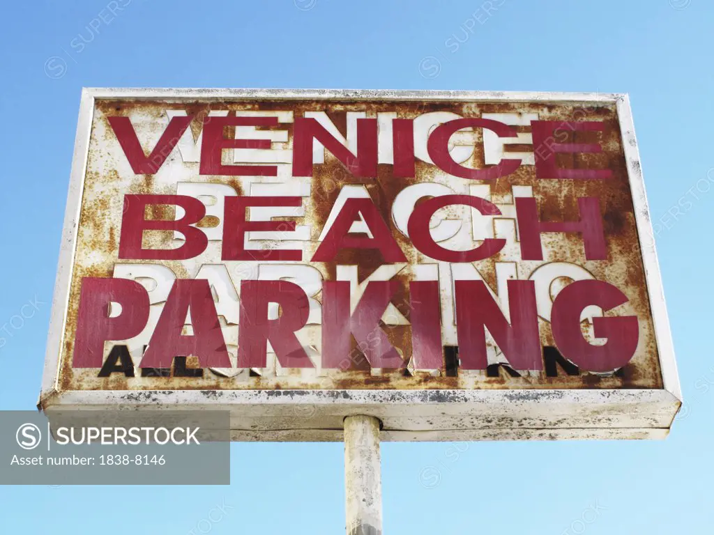 Venice Beach Parking Sign, Venice Beach, California, USA