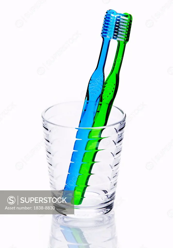Pair of Toothbrushes, Blue and Green