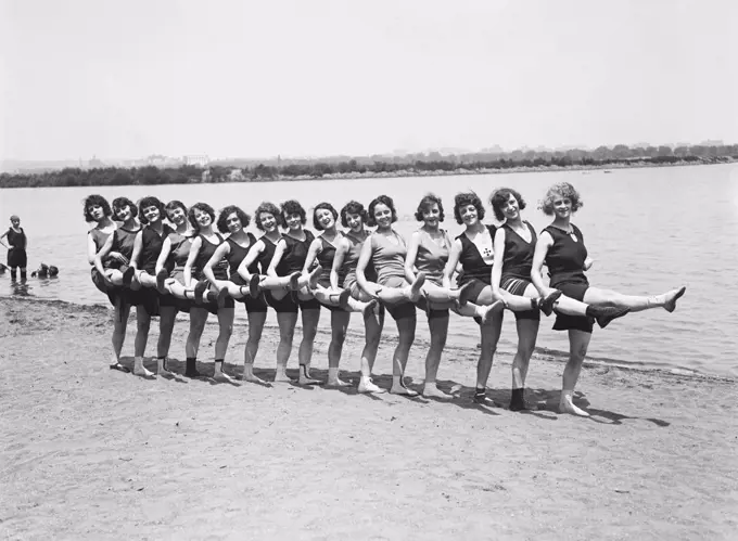 Bathing Beauties Dancing on Beach, photograph by Harris & Ewing, 1923