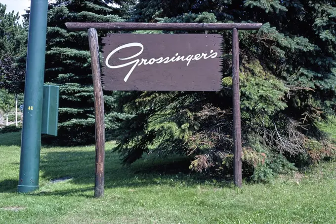 Grossinger's sign, Liberty, New York, USA, John Margolies Roadside America Photograph Archive, 1976