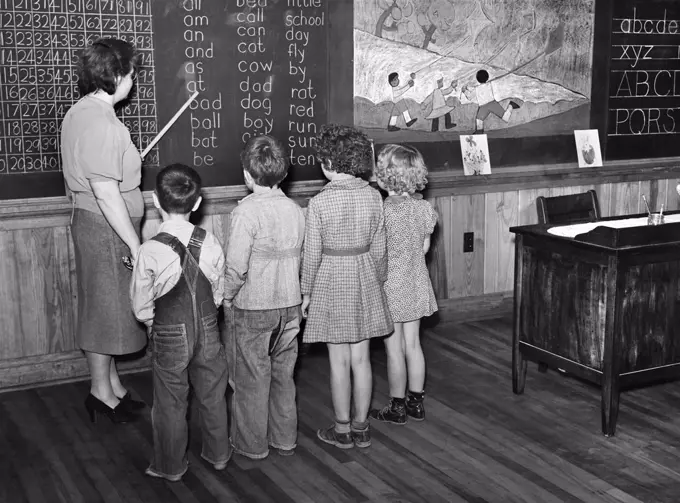 First Grade Children and Teacher, Goodman School, Coffee County, Alabama, USA, Marion Post Wolcott, U.S. Farm Security Administration, April 1939