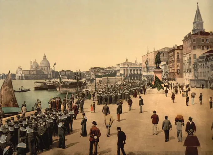 Riva degli Schiavoni, Venice, Italy, Photochrome Print, Detroit Publishing Company, 1900