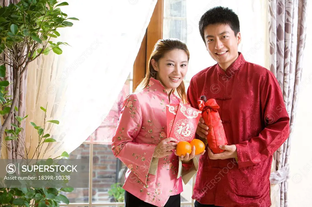 Portrait of young couple in Chinese New Year