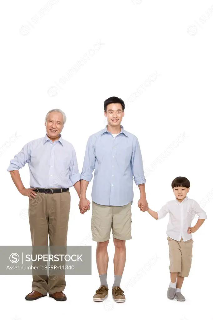 Portrait of three generations of males