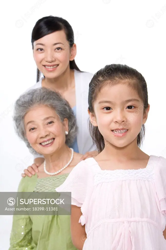 Portrait of three generations of ladies