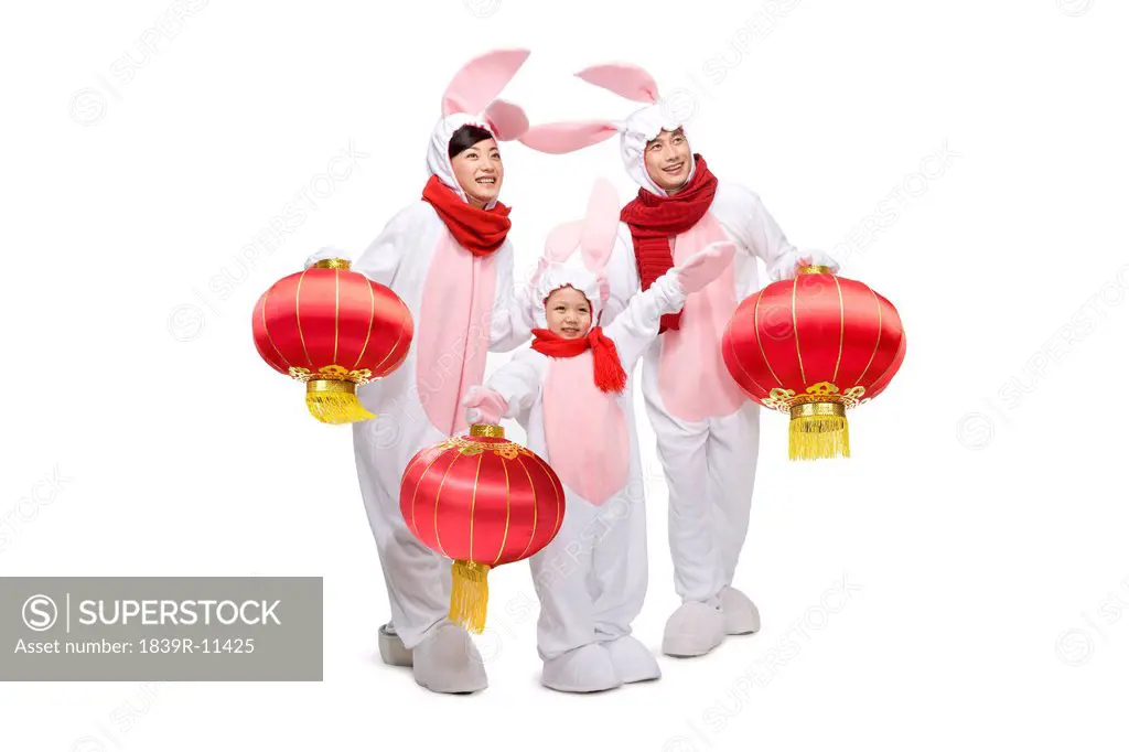 Family celebrating the Year of the Rabbit