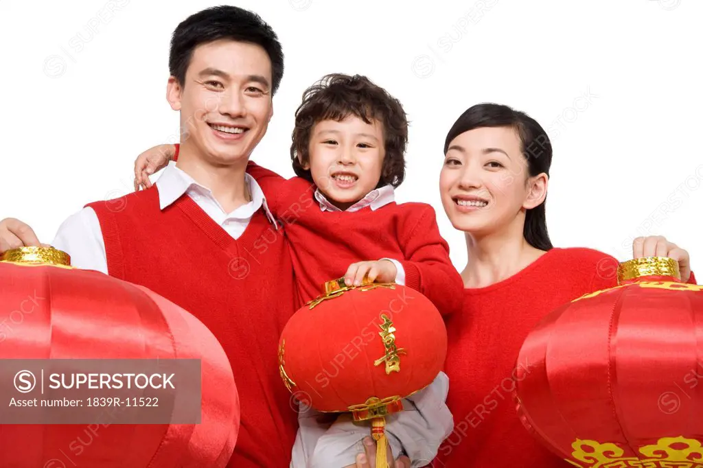 Family celebrating Chinese New Years