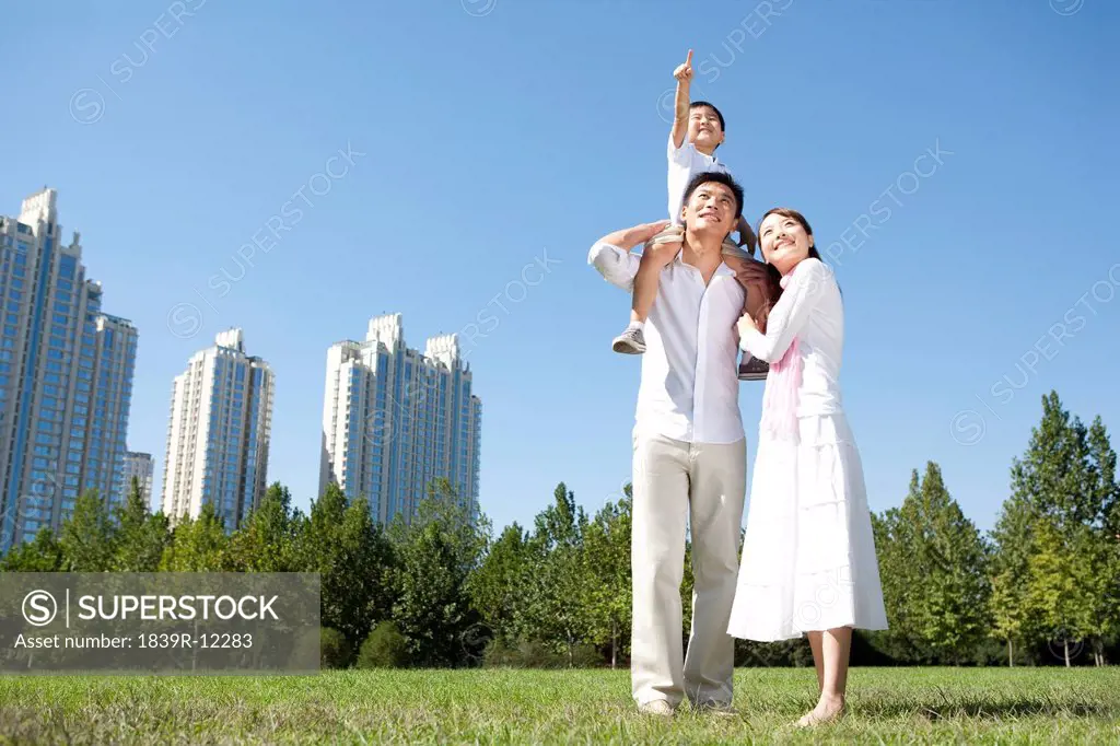 Young family enjoying the park