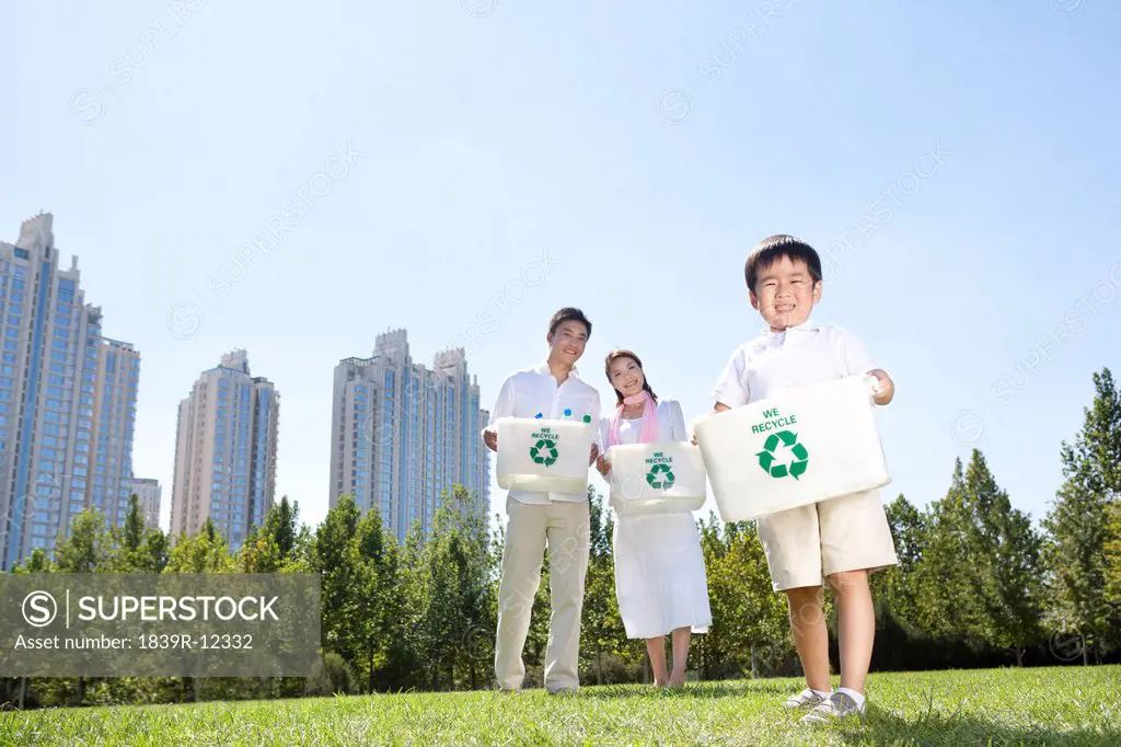 Young family ready to recycle
