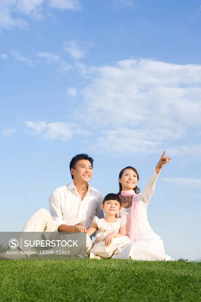 A young family enjoying a beautiful day
