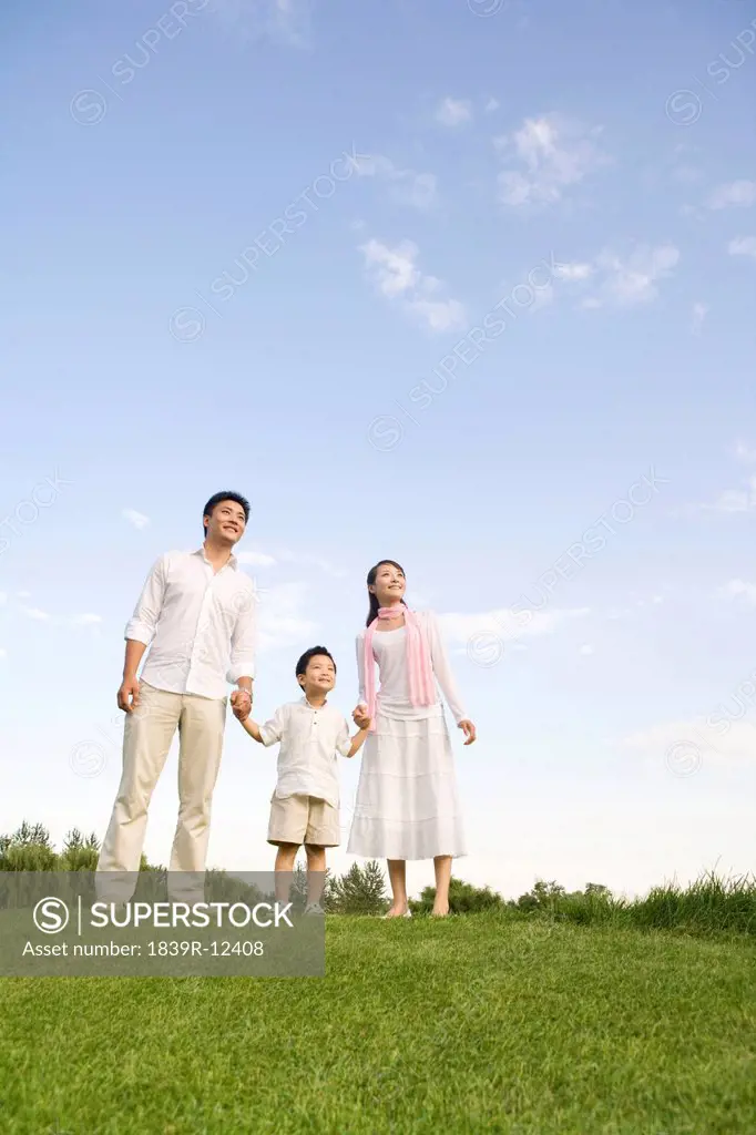 A young family enjoying a beautiful day