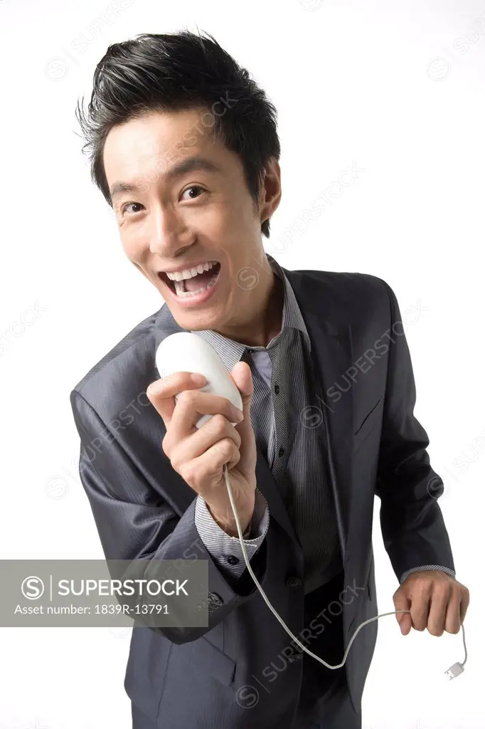 Businessman with computer mouse