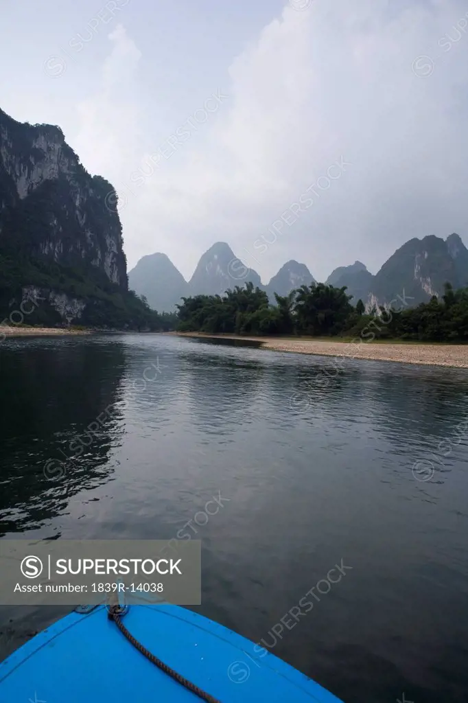 View of the Guilin hills from a boat