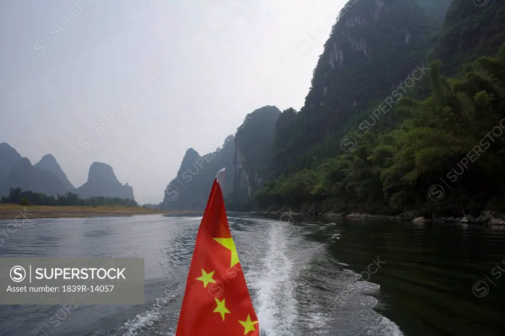 View of the Guilin hills from a boat