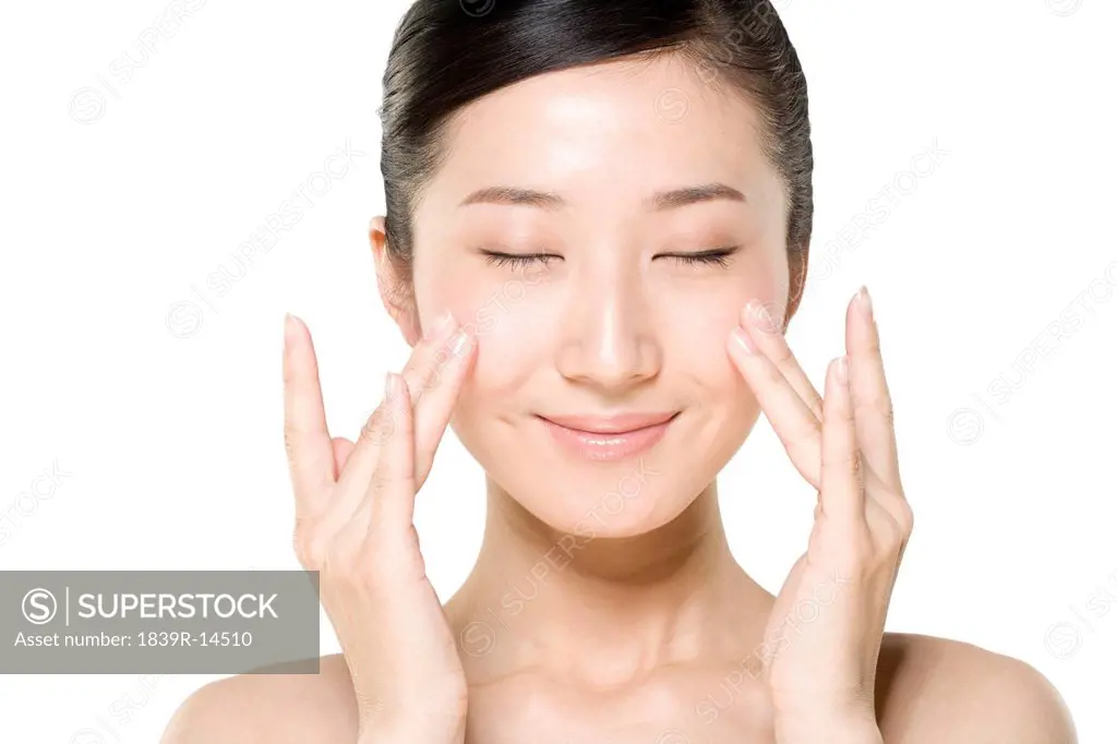 Beauty shot of a young woman with her eyes closed