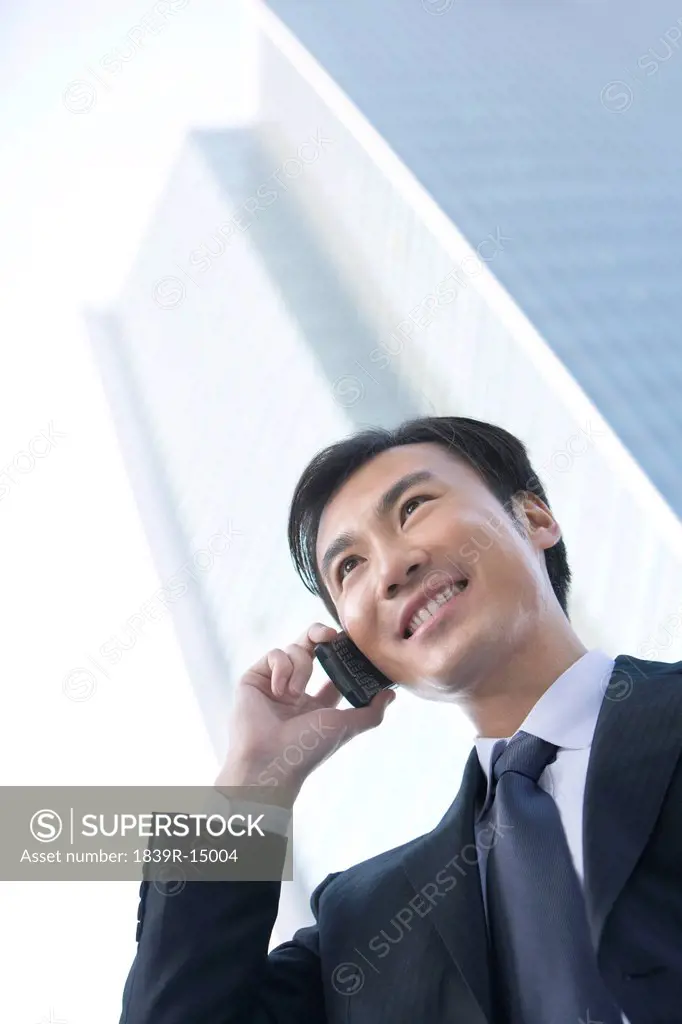 Businessman using cellphone