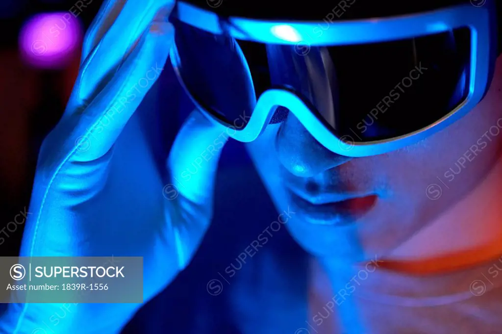 Close_Up Of Futuristic Looking Man Wearing Sunglasses