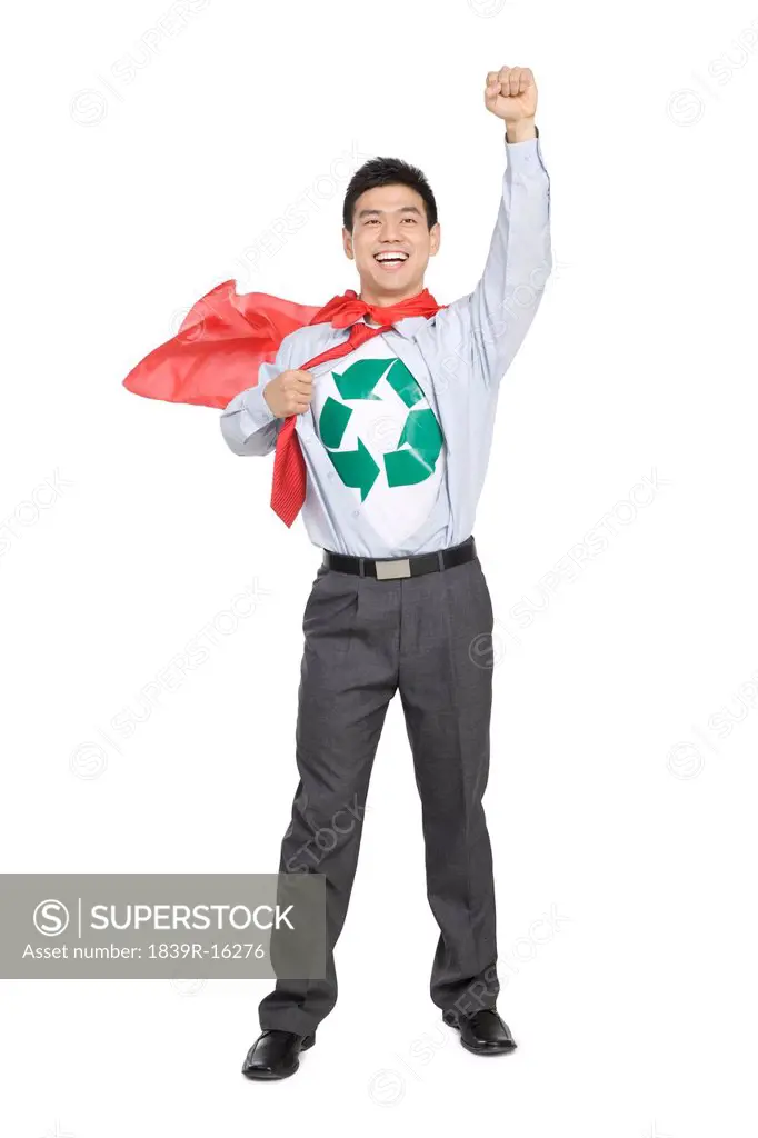 Office recycling superhero