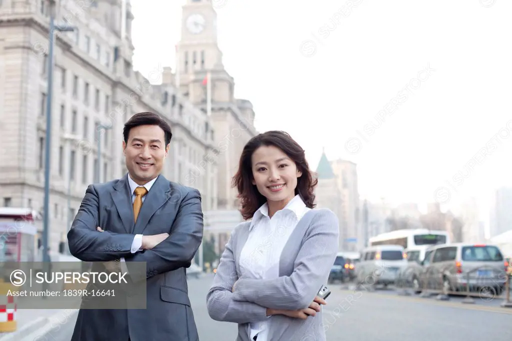 Portrait of businesspeople on the Bund in Shanghai