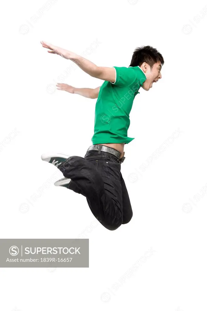 Young man in mid_air