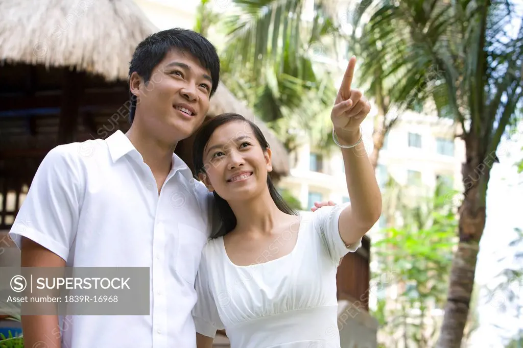 Portrait of a young couple in a tropical location