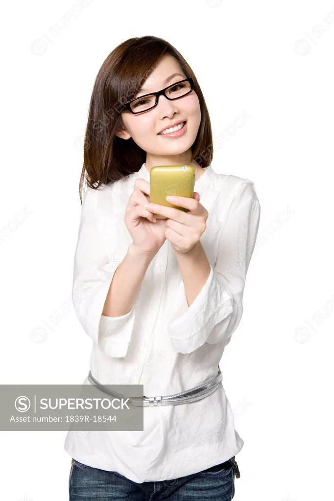 Portrait of Young Woman with Mobile Phone