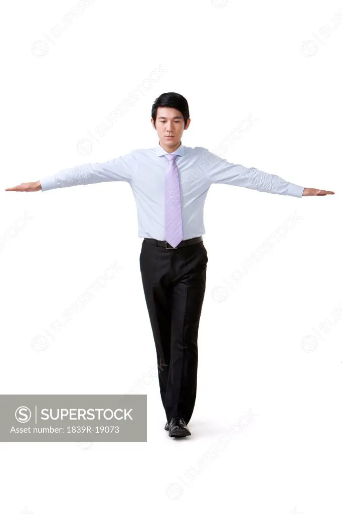 Businessman Walking in a Straight Line, Balanced